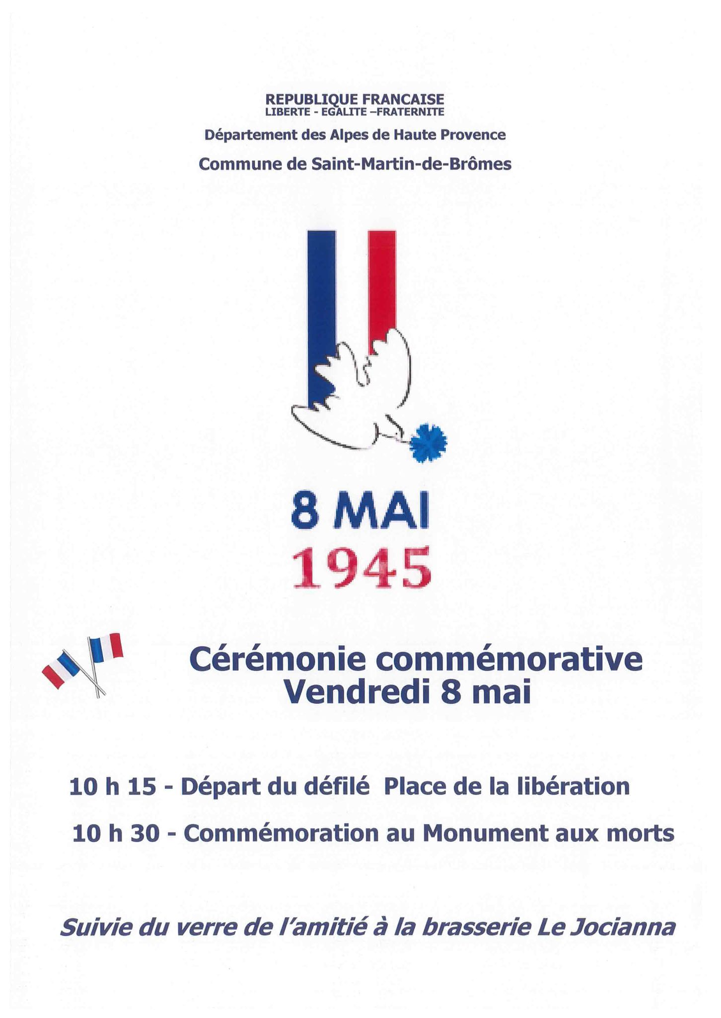 8 mai 2026 : cérémonie commémorative | Mairie de Saint-Martin-de-Brômes